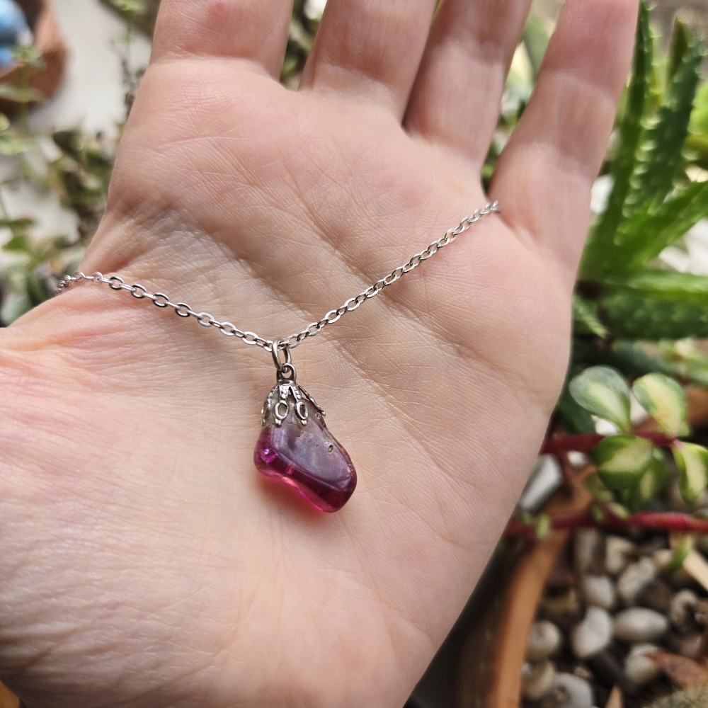 Vintage Carved Quartz Boho Bohemian Stone Necklace - Picture 8 of 13